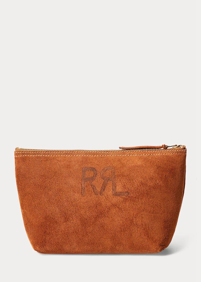 Bolso RRL Hombre Roughout Suede Pouch Chile Marrones OPZDV-1935